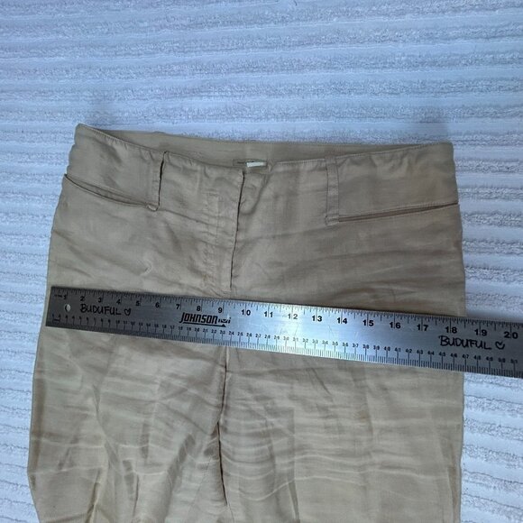 Max Studio Women's Mid-Rise Khaki Capri Pants Size 10 Lightweight Linen Blend - Picture 7 of 9